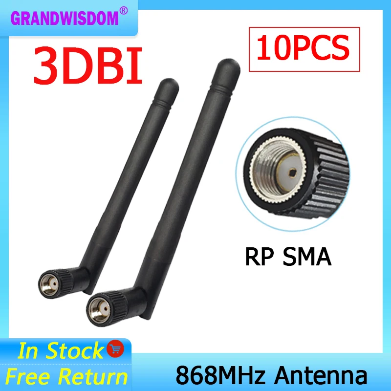 GRANDWISDOM 10pcs 868mhz antenna 3dbi sma female 915mhz lora antene pbx iot module lorawan signal receiver antena