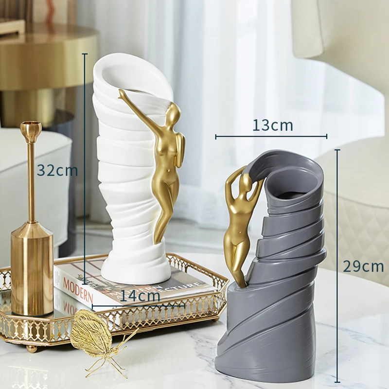

Nordic Luxury Resin Vase Decoration Home Decor Modern Art Large Vases for Flower Living Room Decoration Home Accessories Gifts