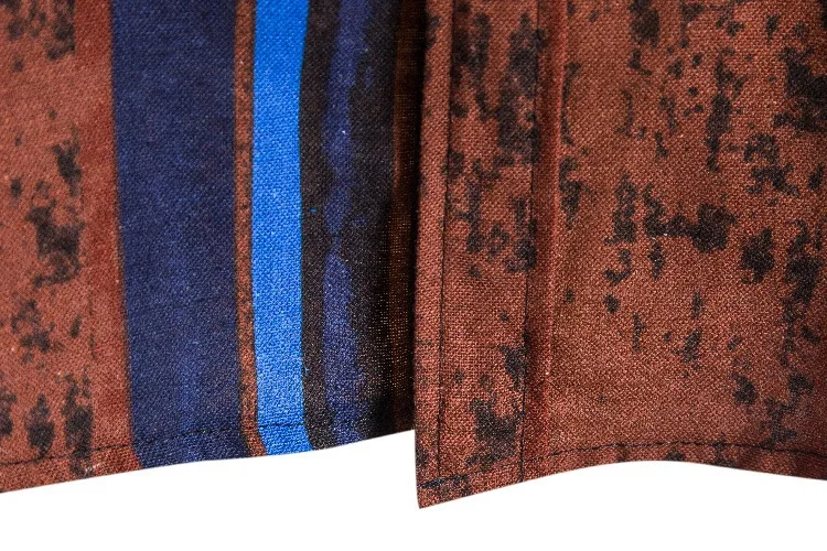 

2021 New Men's Cotton and Linen Printed Long-Sleeved Shirt Lapel Color Matching Casual Flower Shirt Cs132