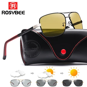 Солнцезащитные очки Мужские фотохромные, поляризационные алюминиевые, дневное и ночное видение, для вождения, большие размеры, желтые