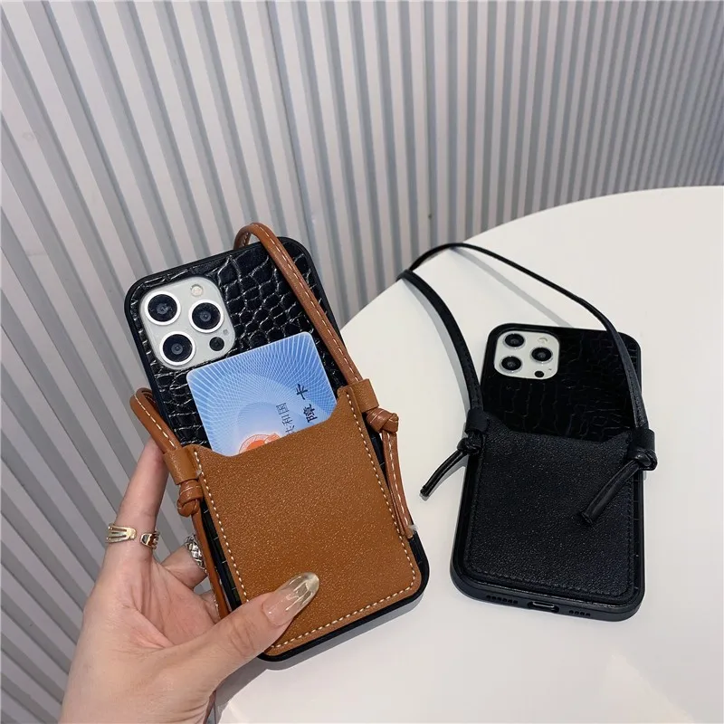 

Luxury Animal Skin Pattern Card Package Soft Case For Iphone 11 12 Pro Max 7 8 Plus Xr X Xs Leather Lanyard Phone Cover Fundas