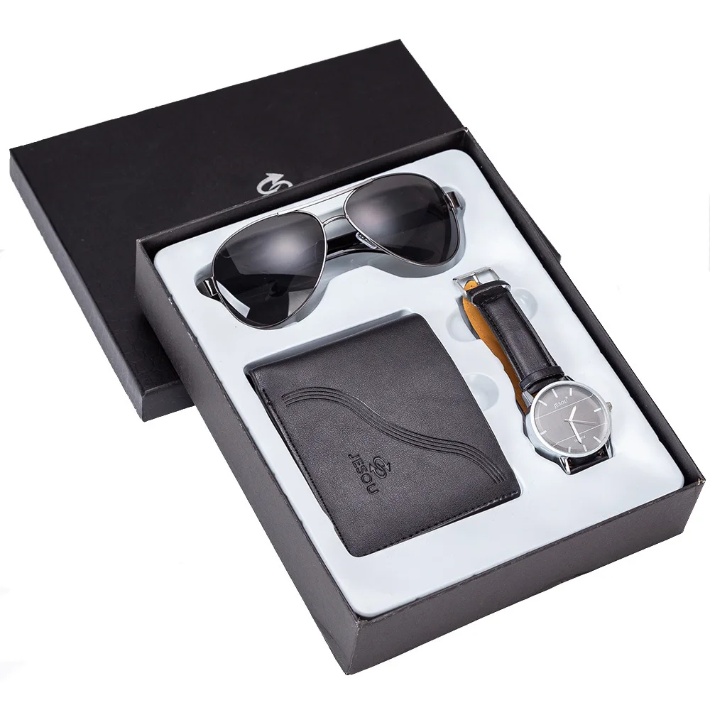 

Men's Beautifully Packaged Watch + Wallet Sunglasses Set Watch Set
