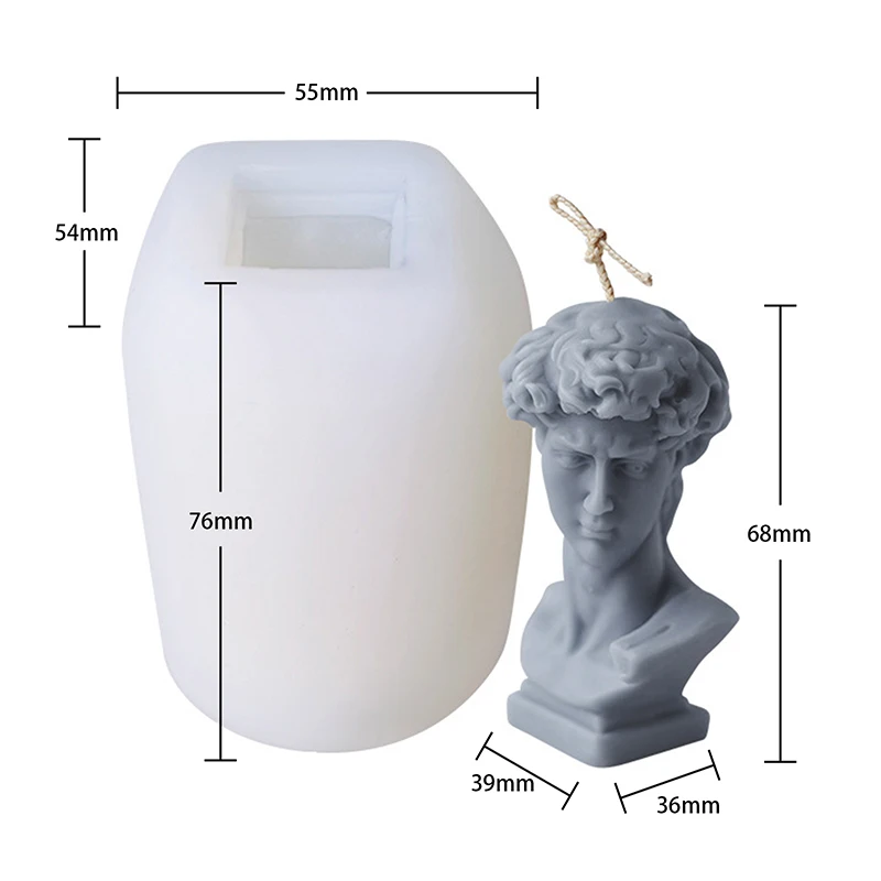 

3D David Head Silicone Candle Mold Artist Humanoid Plaster Mould Wax Soap candle making kit DIY Household Decoration Craft Tools