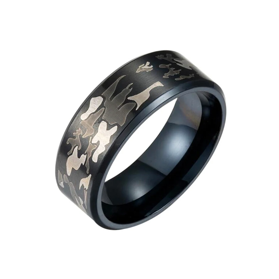 

Titanium steel ring, camouflage tri-color ring, military fan titanium steel jewelry, no fading and no allergy, factory shop