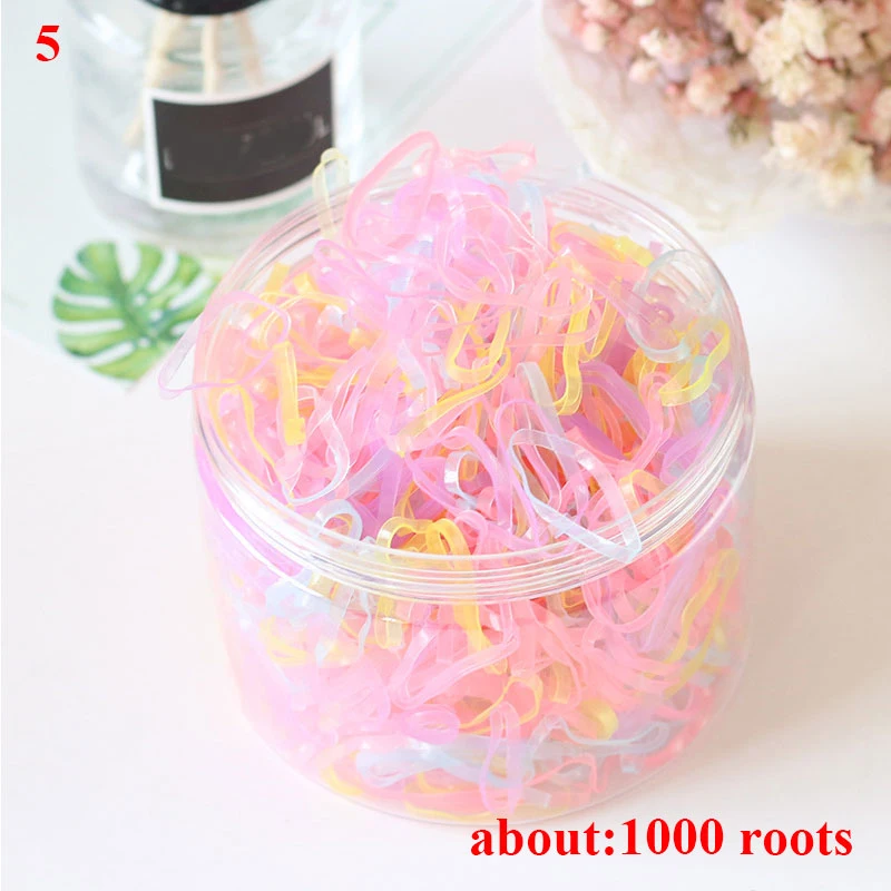 

500/1000PCS Box Ponytail Holder Elastic Hair Band Girls Hair Holder Rubber Hairband Hair Accessories Rope Tie