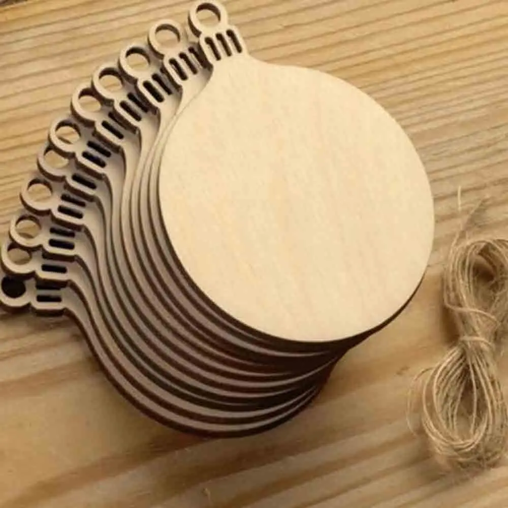 10 шт. DIY деревянные круглые фенечки подвесные Рождественские шары художественные
