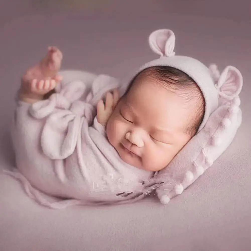 3 unids/set fotograf&iacute;a ropa caliente c&oacute;modo forma Linda beb&eacute; saco de dormir beb&eacute; reci&eacute;n nacido saco de dormir suave almohada Arco-Nudo secreto-4