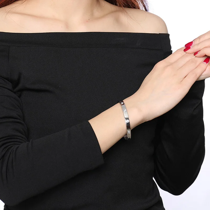 Браслет женский из розового золота с кристаллами | Украшения и аксессуары