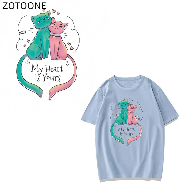 ZOTOONE Мультяшные парные нашивки с котом для одежды термоклейкие буквами мальчиков