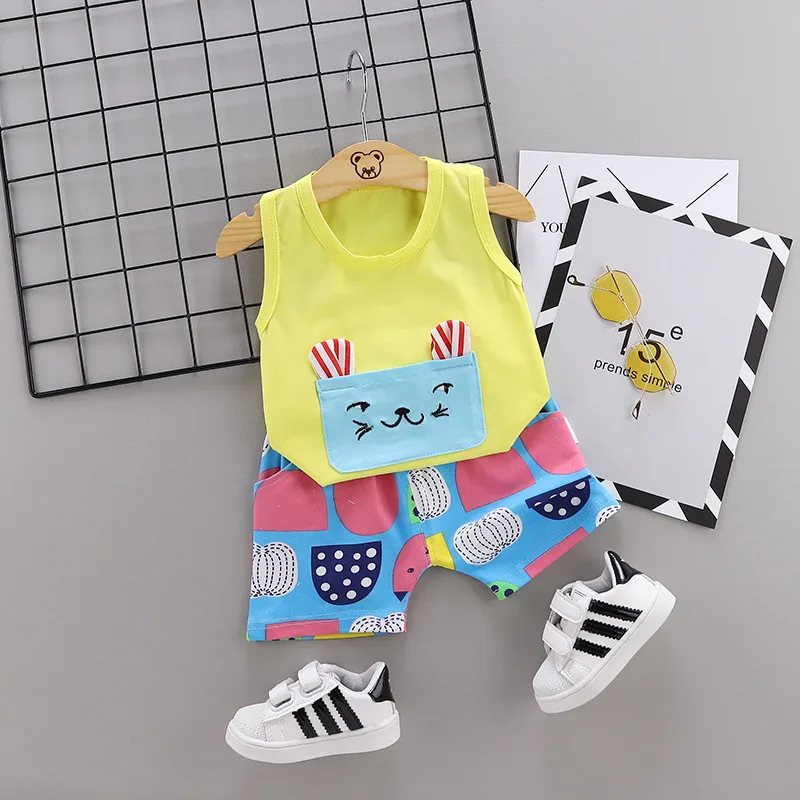 Летняя модная детская одежда для маленьких мальчиков и девочек Одежда из хлопка