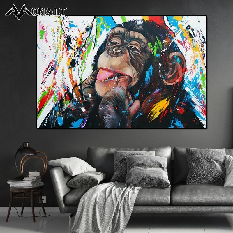 

Watercolor Chimpanzee Octopus Canvas Painting Street Graffiti Marine Animal Gorilla Poster Prints Art Wall Pictures Home Decor