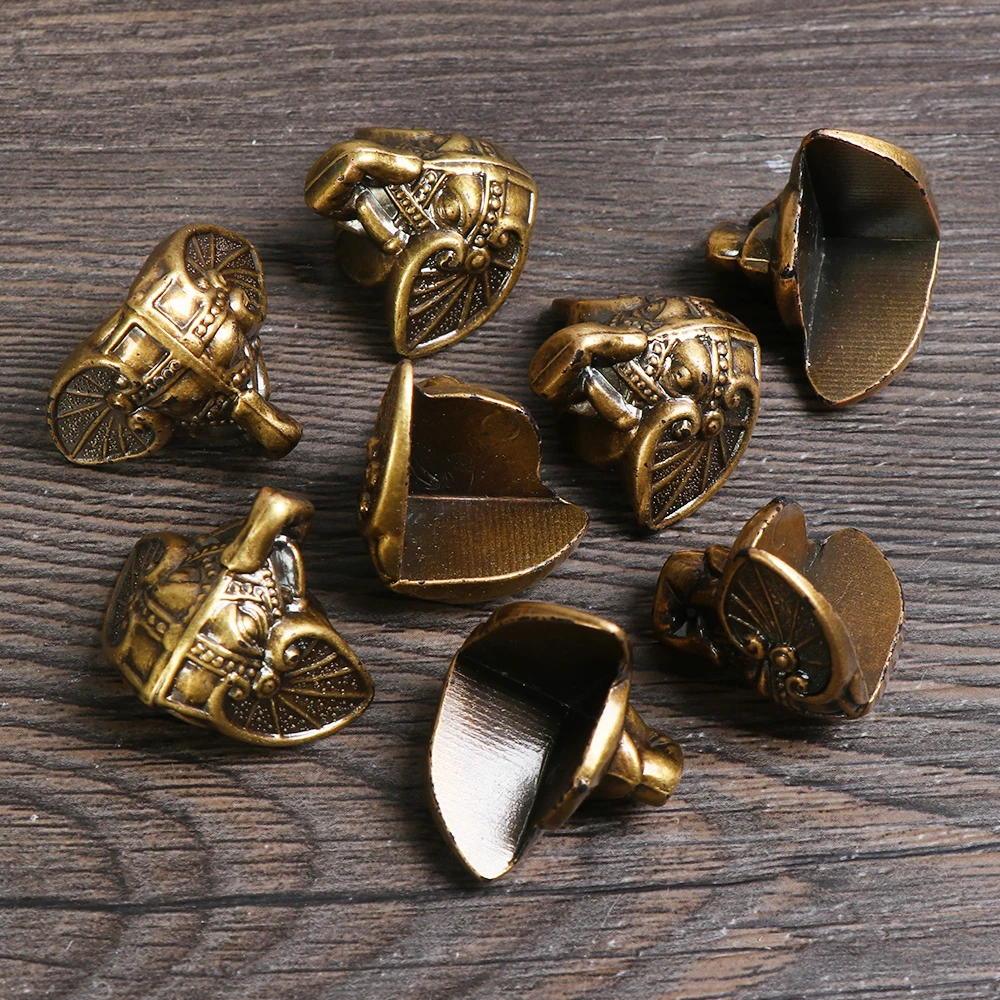 Винтажная бронзовая шкатулка для ювелирных изделий с античным слоном Деревянный