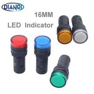 1 шт. светодиодный индикатор питания диаметр лампы 16 мм AD16-16C светодиодный сигнальный светильник DC24V 12V 36V AC220V красный зеленый синий белый желтый