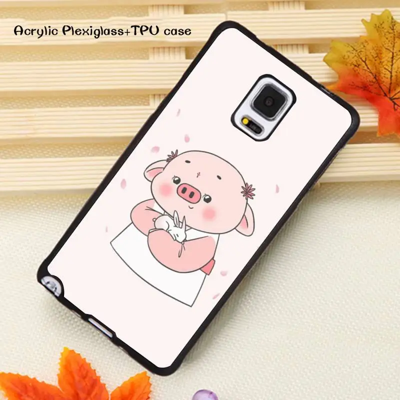 

Luxury Pig little fart Cute Phone Case Acrylic Plexiglass TPU For Samsung Note20 10 9 8 7 5 Pro ULTRA