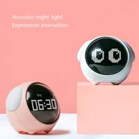 Children LED Expression Pixel Alarm Clock Smart Luminous Desk Clock Student Bed Snooze Digital Alarm Clock Cartoon Dog