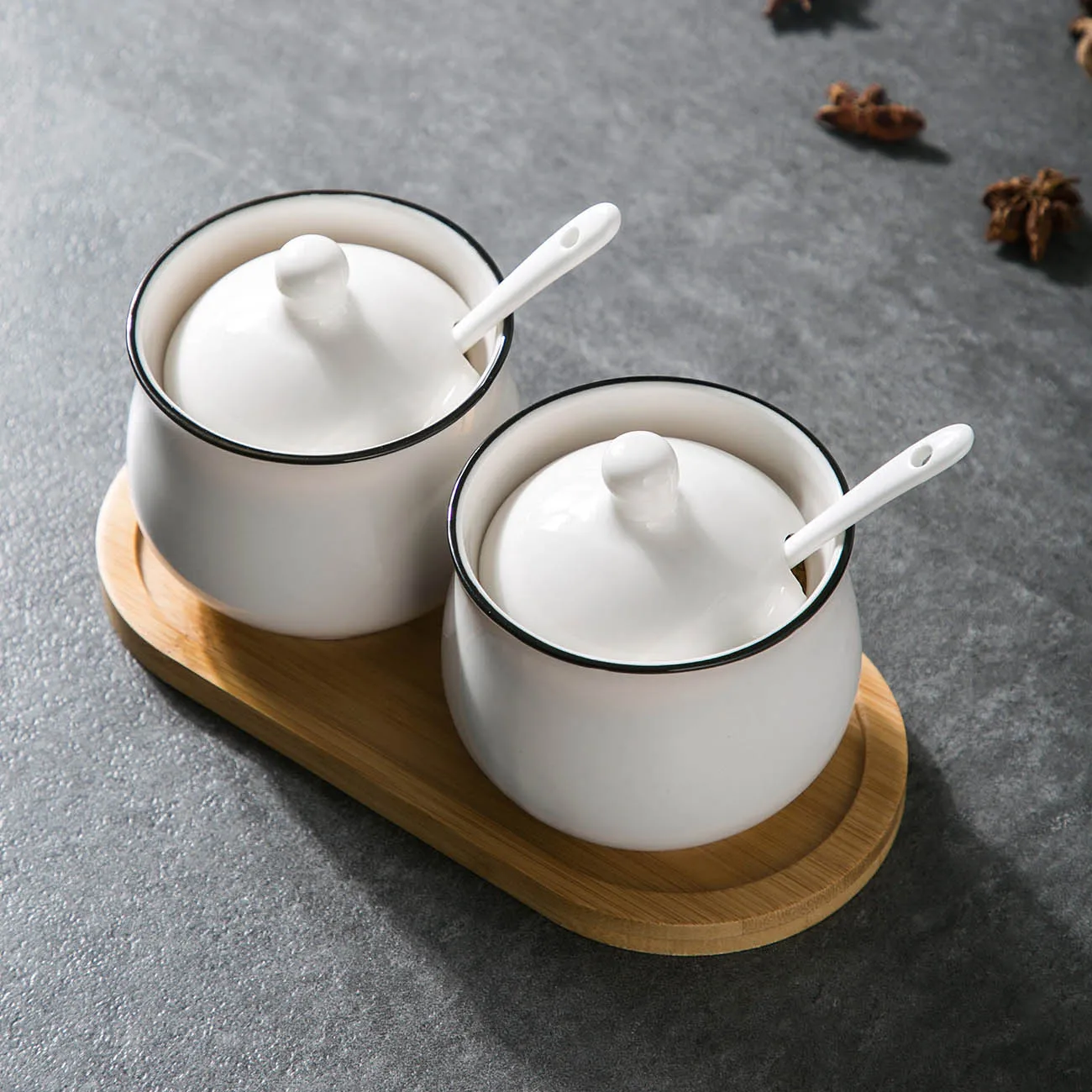 Контейнер для специй с ложкой 2 шт./компл.|Солонки и тара хранения| |