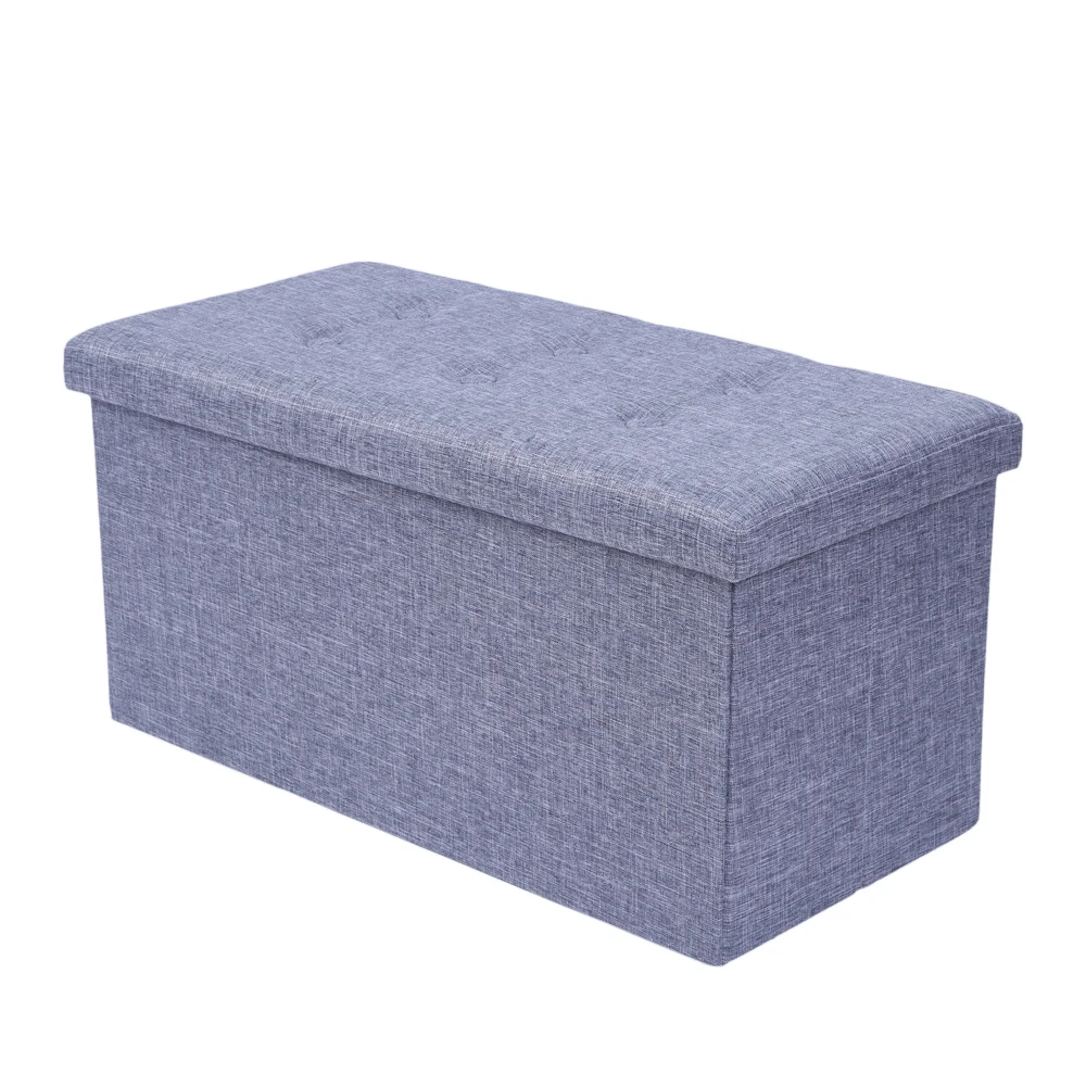 

Practical Hessian Rectangle Shape Surface with Leather Button Footstool Gray Hot