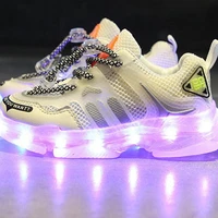 children usb charging glowing casual shoes boys breathable led light up sneakers unisex luminous sneakers for girls