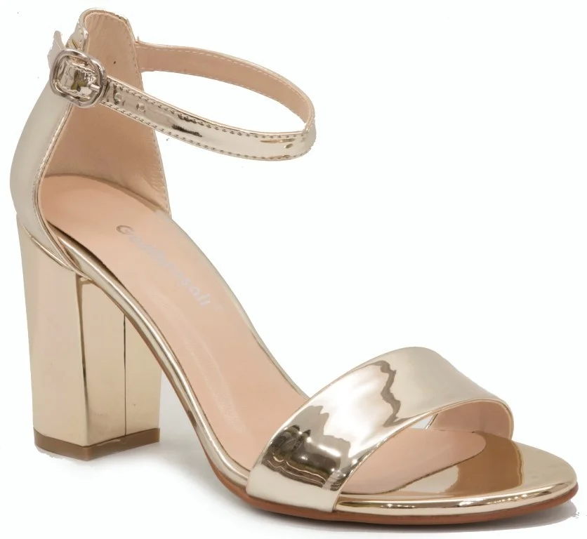 

Gedikpasalı Hnn 02 Gold 2021 Summer Season Women Shoes Sandals Single Band Square Heels Evening Dress Classic Party Wedding Elegant Pumps