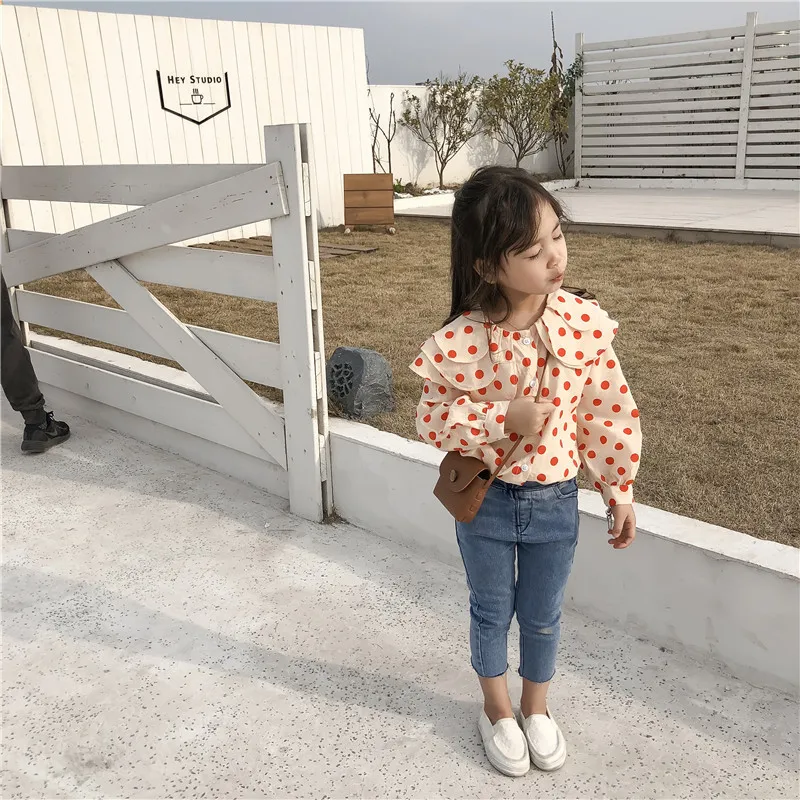 2019 новая весенняя детская одежда рубашка с длинными рукавами и оборками для