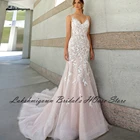 Lakshmigown блестящее розовое свадебное платье русалки с открытой спиной 2022 Vestito da Bride Кружевная аппликация блестки свадебные платья
