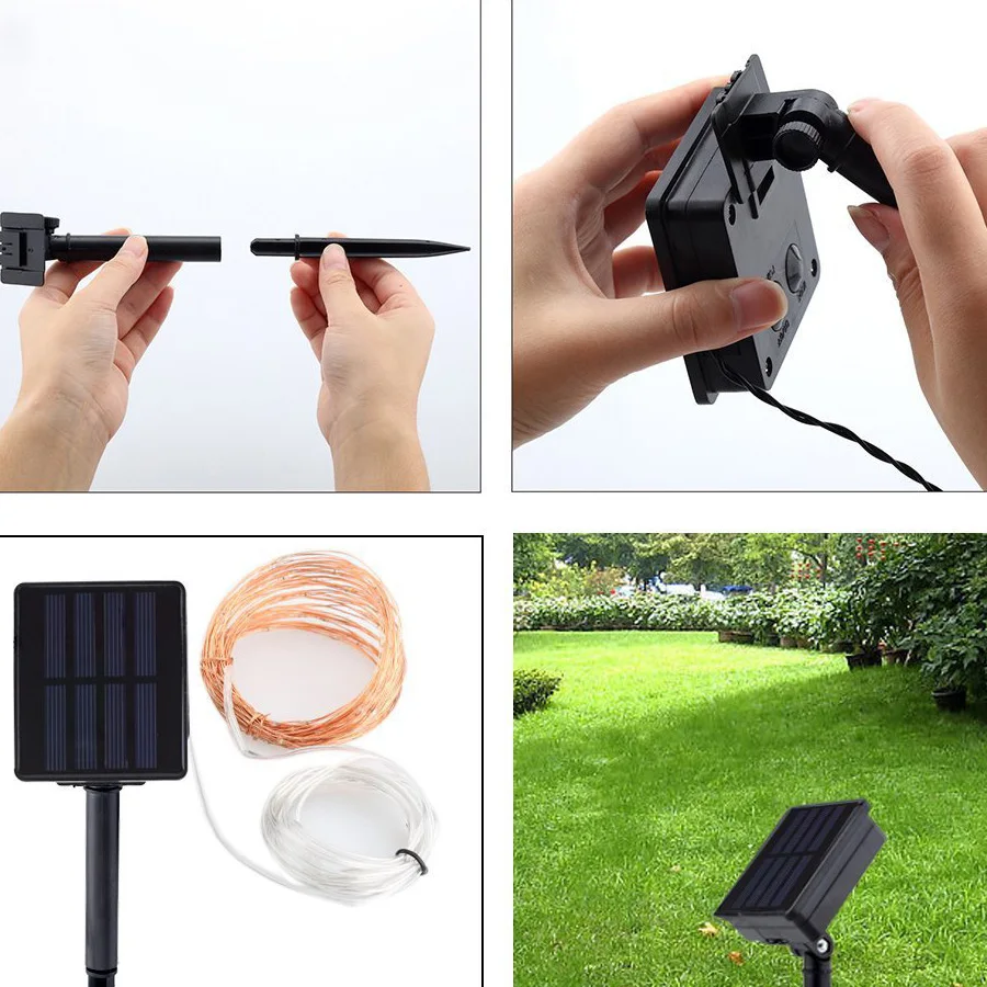 

Solar copper wire lamp string waterproof remote control garden creative Christmas day decorative lightsA156