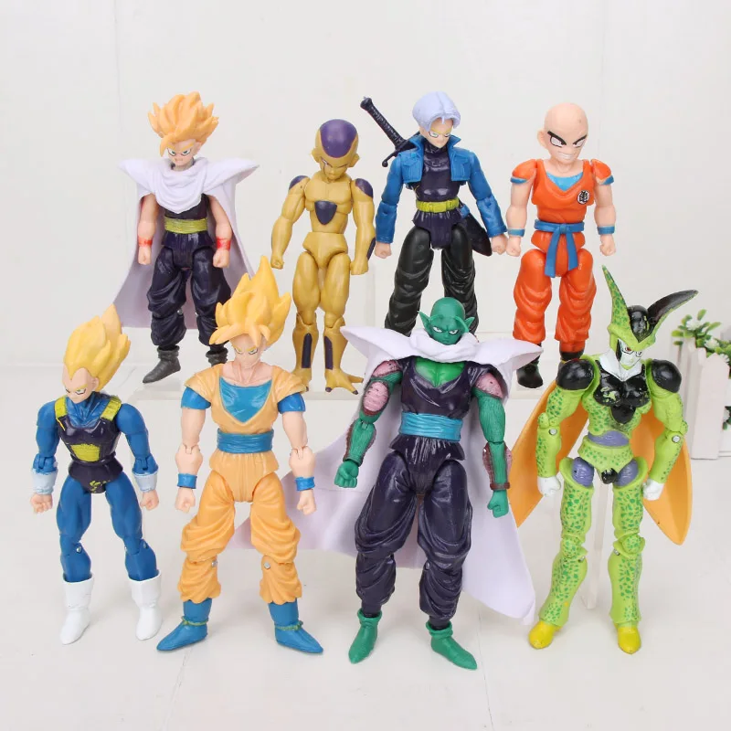 8pcs Dragon Ball Z на шарнирах Вегета сын пикколо Гохан Сон Гоку Мужские Шорты для купания gogeta PVC Фигурки игрушки - Цвет: 8pcs