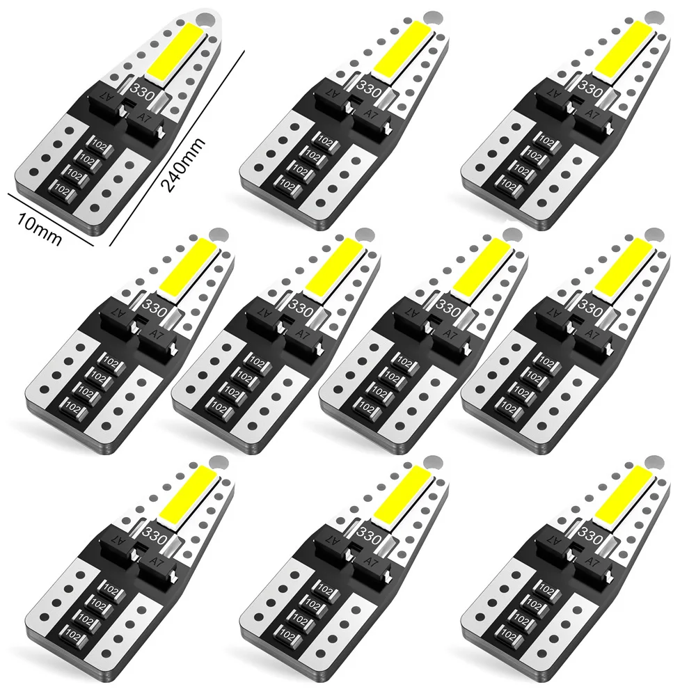 

10Pcs T10 LED Bulb Canbus W5W 194 168 6500K white 12V 2SMD Side Turn Width Indicator Light Dome Reading Lamps Car Interior Light