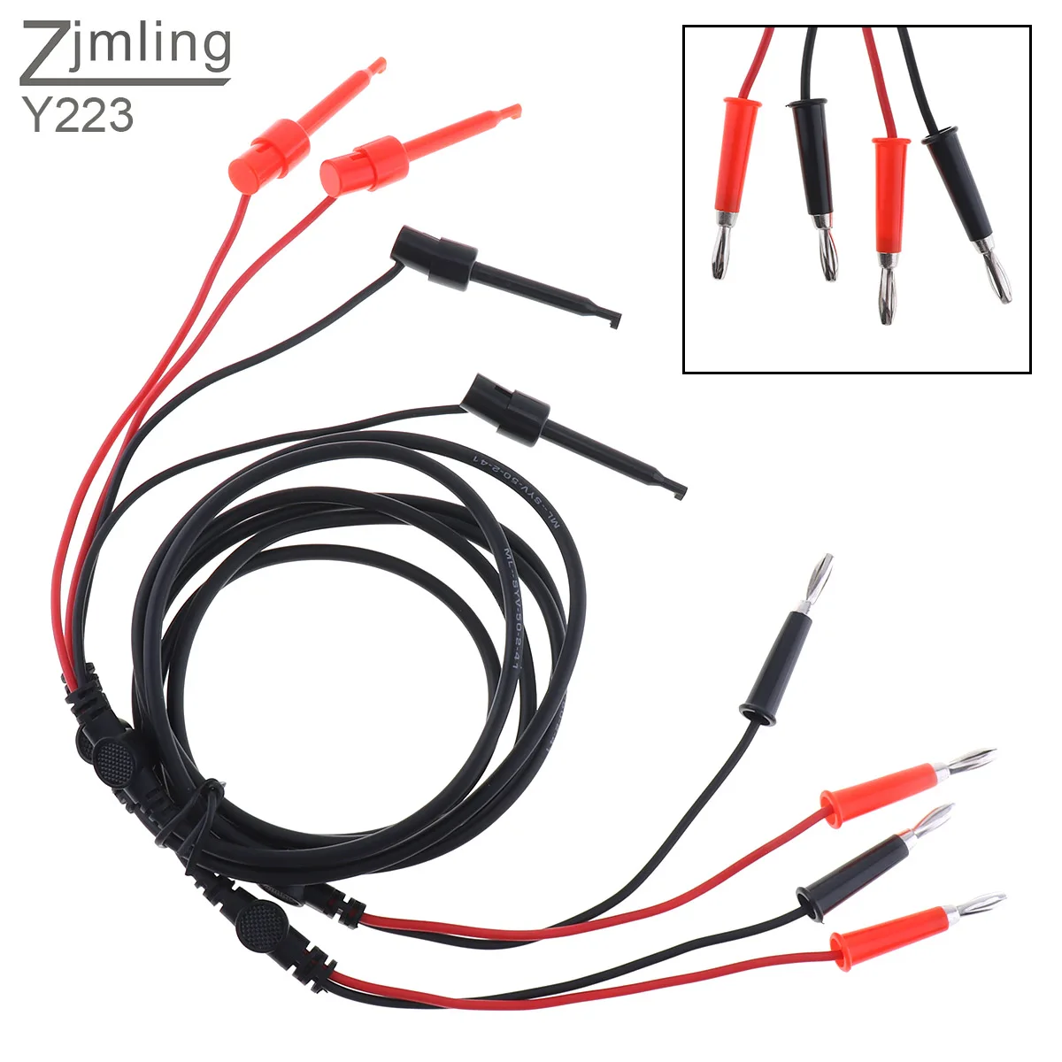 

Portable 2pcs Double Banana Plug Test Hook Wire with 4mm External Diameter and RV Pure Copper Wire for Power Supply Testing