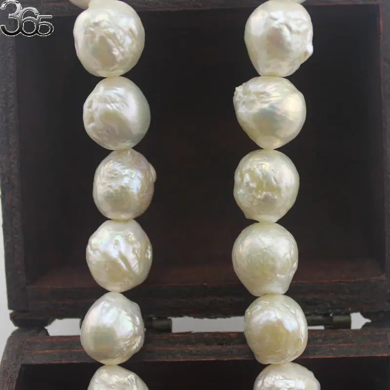 

Free Shipping 13-15mm Nearly Round Edsion Baroque Freshwater Pearl Beads for Jewelry Necklace Making Stand 15"