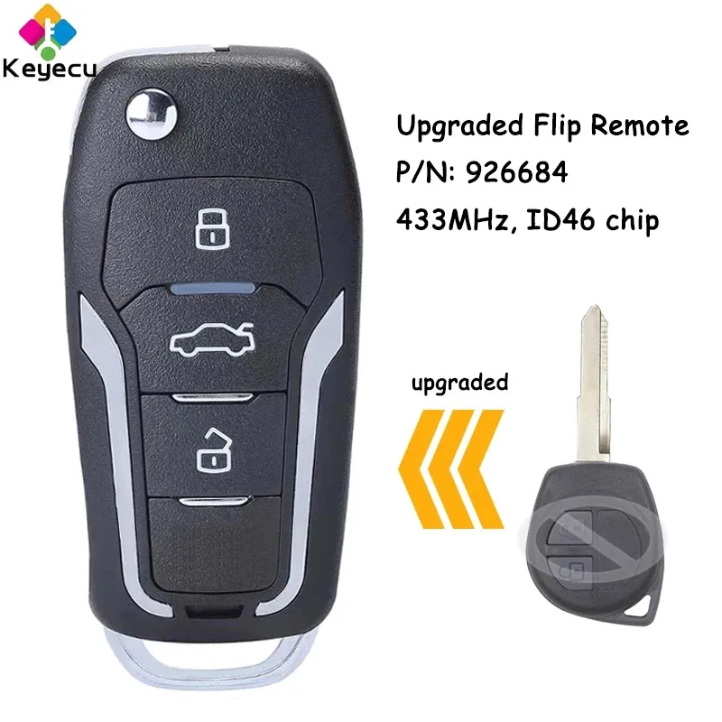 

KEYECU Upgraded Flip Remote Control Car Key With 433MHz ID46 Chip for Suzuki Swift Grand Vitara Before 2008 Fob P/N: 926684