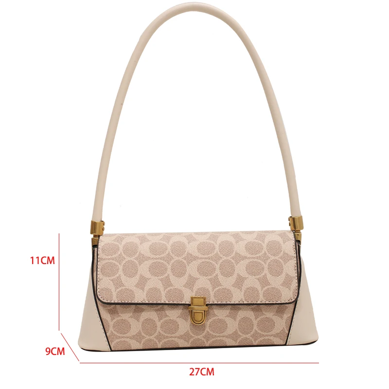 

Retro Baguette Bag Brand Designer Handbags Leather Womens Bag Printing Tote Contrast Color Shoulder Purse Exquisite Armpit Bag