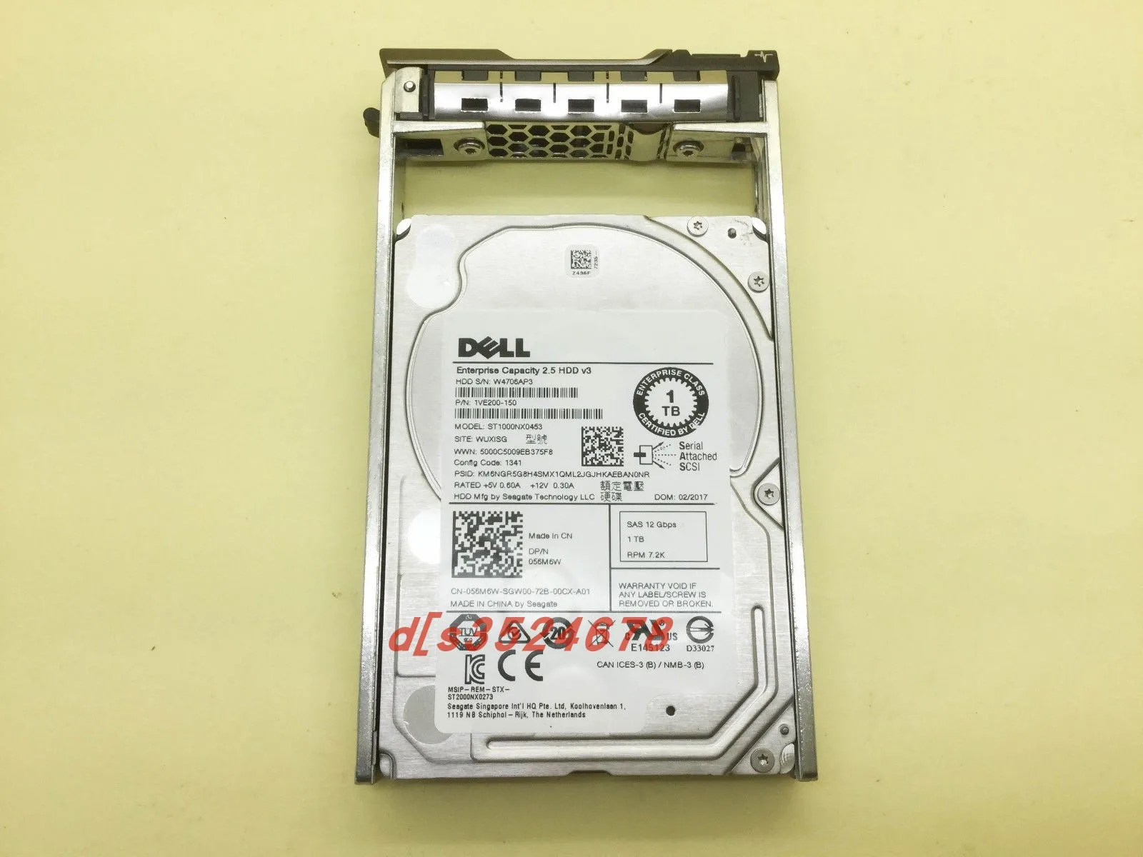 

DELL 056M6W 56M6W ST1000NX0453 1TB 7.2K 12G 2.5" SFF SAS HARD DRIVE HDD