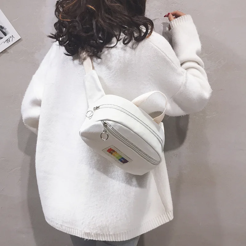 Холщовая однотонная женская летняя поясная сумка для путешествий модная черная