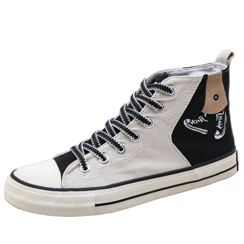 

Korean Version Versatile Autumn High Top Canvas Shoes Cartoon Student Cloth Shoes Zichao Shoes Men