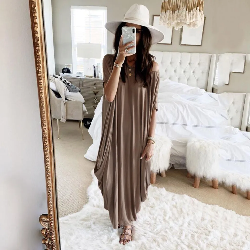 Женское летнее сексуальное повседневное пляжное платье 2020 новое однотонное с