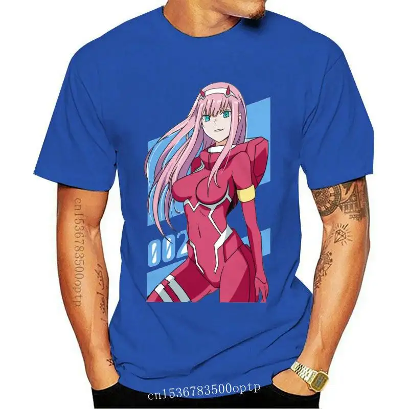 

New Classic Darling In The Franxx Shirt for Men Short Sleeves Zero Two T-shirt manga and animated tv show Tshirt Cotton Tee Top