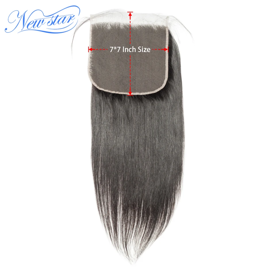 

Lace 7x7 Straight Closure Brazilian Virgin Human Hair Closures New Star Raw Hair Closure Pre-Plucked Hairline With Baby Hair
