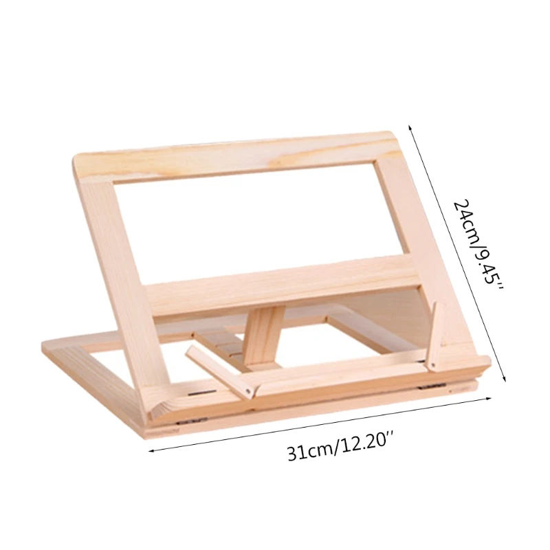 

Wooden Cook Book Stand Reading Book Recipe Holder with Page Paper Clips Music Book Easel Display Holder Foldable Station