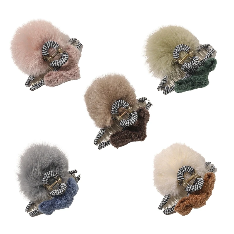 

Большие зажимы для волос с помпоном, рандомный зажим для волос, нескользящая заколка для волос, держатель для конского хвоста, модный реквиз...