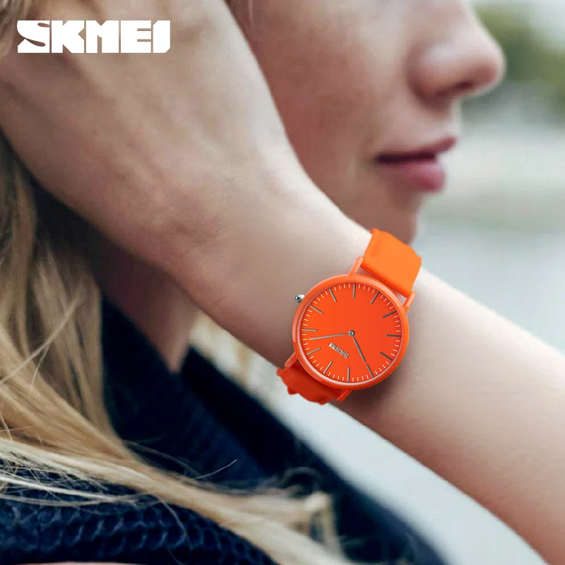 

SKMEI Match Everything Fashion & Casual Water Resistant Women Watches Gift for lovers Rose Red & Black