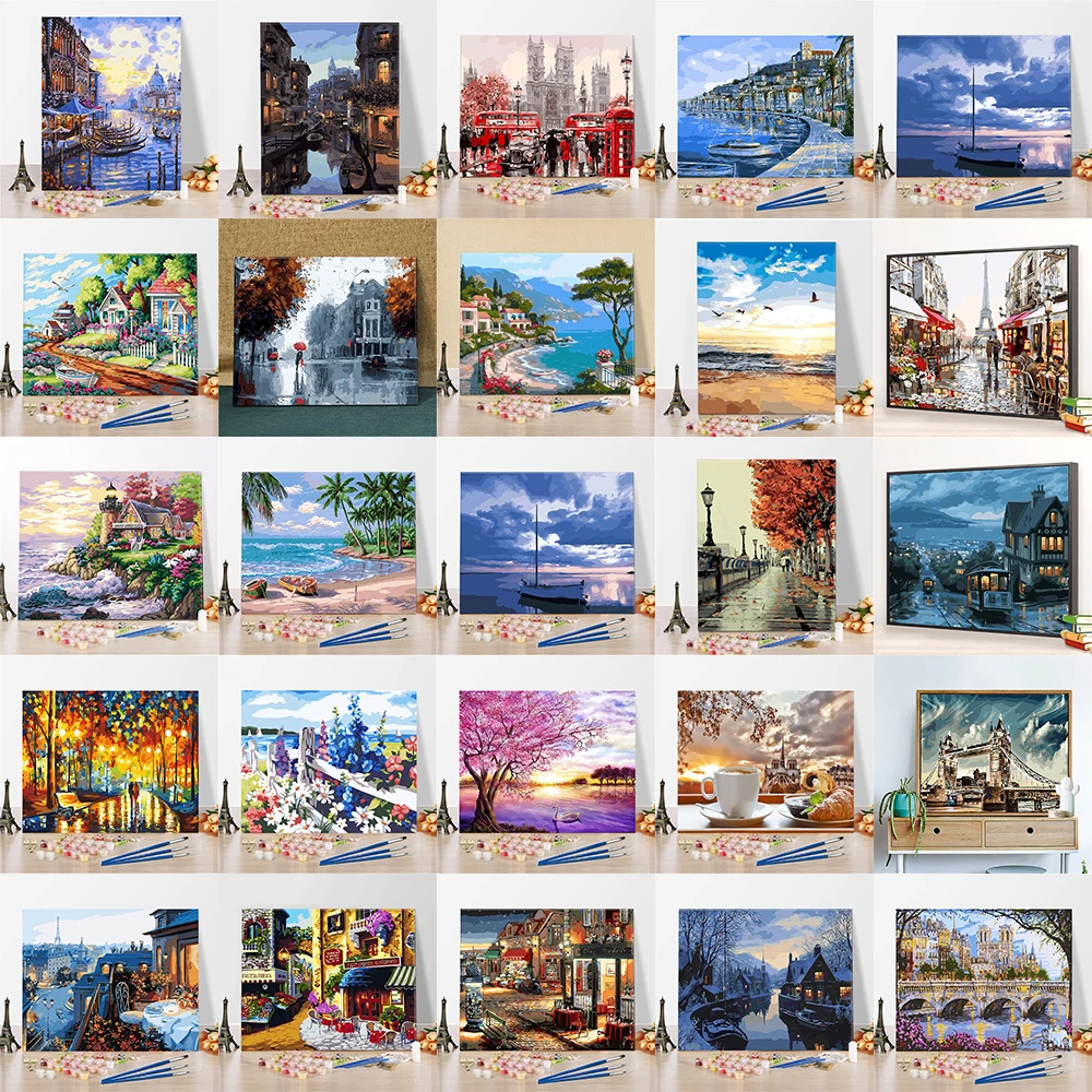 

Scenery Heals Painting By Numbers Hand Painted Home Decor Kits Drawing DIY Oil Coloring Painting Pictures By Numbers