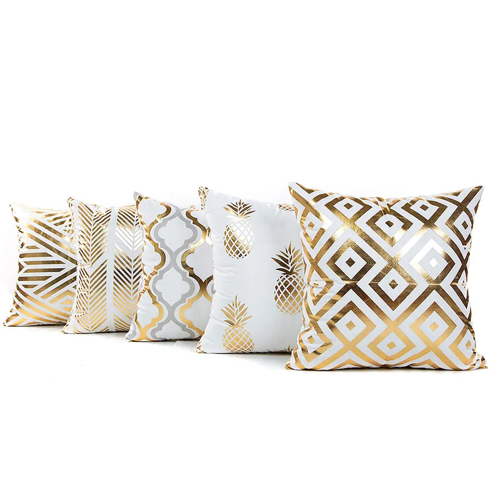 

Cushion Cover Bronzing Print Square Throw Pillow Sofa Decorative Cushion Cover Home Decor Case With Invisible Zipper 45*45CM