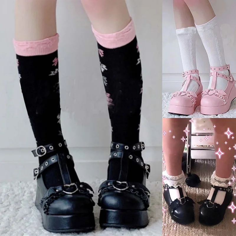 

LITTHING New Spring Female Lolita Cute Women's Pumps Platform Wedges High Heels Pumps Sweet Gothic Cosplay Shoes Woman