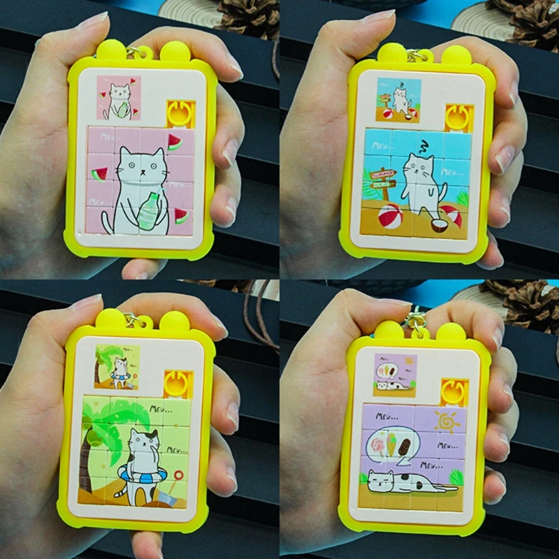 Cute Cartoon Cat Puzzle Keychain Pendant with Anti-rust Metal Hook Key Chain H055 | Игрушки и хобби