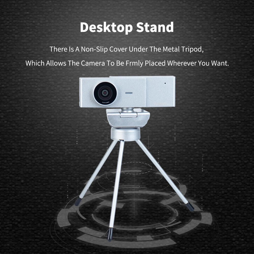 Webcam 4K Metal shell Mini Camera with Microphone Tripod for PC Computer Live Broadcast Video Calling Conference Work enlarge