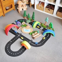 way to play mat toy flexible race track car toy road set for boys baby city road floor game rug gift carpet puzzle stickers toys