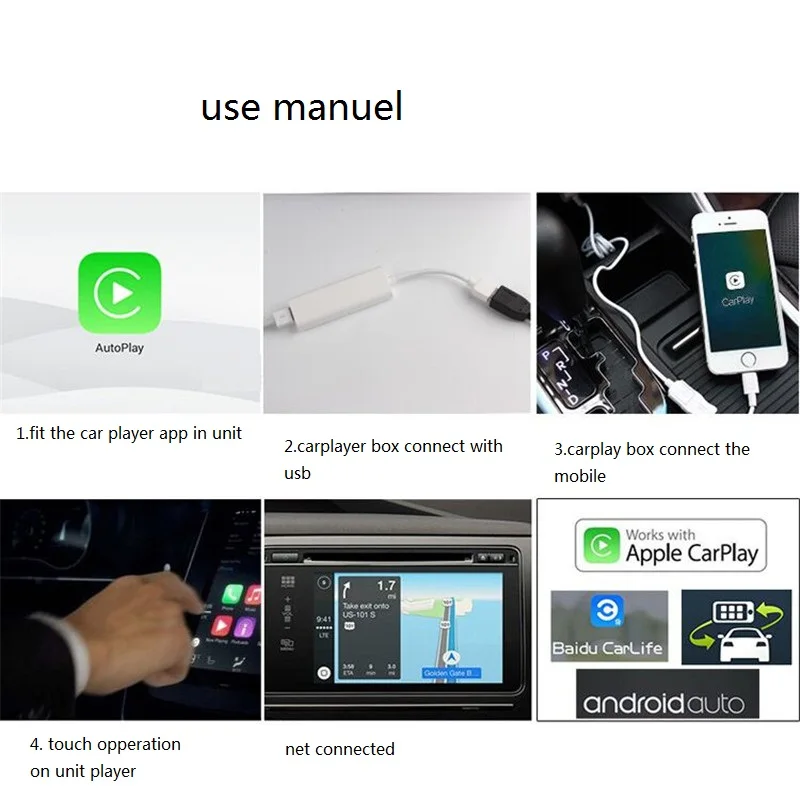 Автомобильная короткая тяга ключ USB портативного навигатора плеер Plug Play Auto Smart Link ключ для Apple CarPlay Android система Smart Link gps