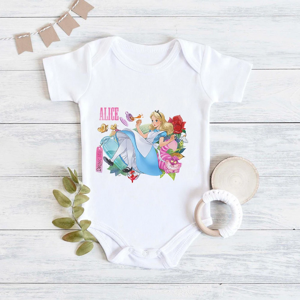 

2021 Summer Toddler Jumpsuit Kawaii Alice In Wonderland Print Cute Hip-Hop Streetwear Baby Girl Fashion Casual Newborn Romper