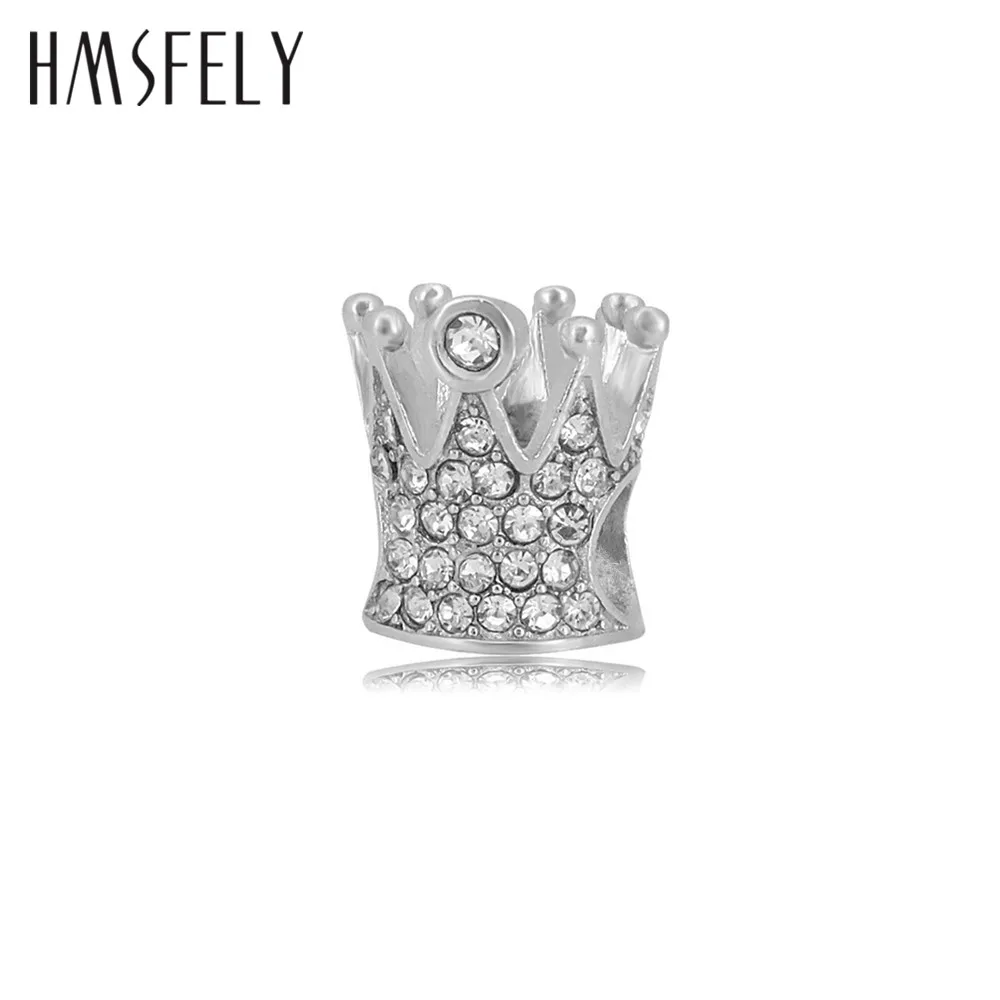 HMSFELY титановая сталь нержавеющая Хрустальная корона Шарм-бусины для сделай сам